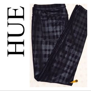 EUC HUE Black Textured Jean Leggings Size Large